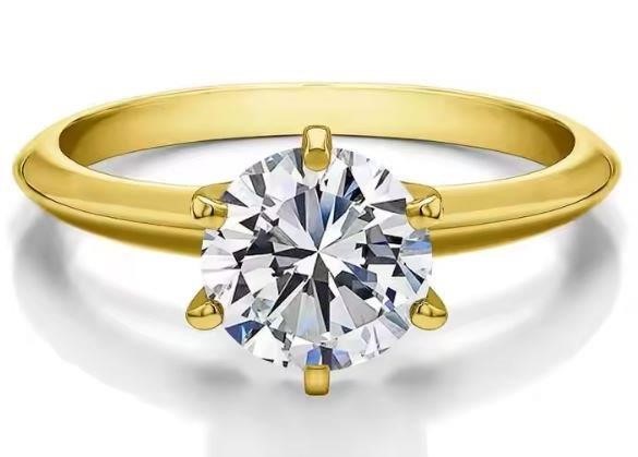 1.0ct GRA Moissanite White 18k Solid Yellow Gold Vermeil Ring -8US