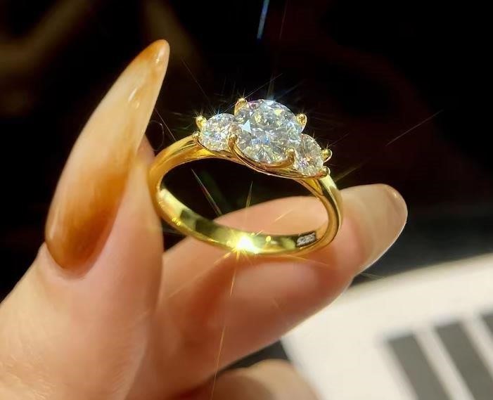 1.0ct GRA Moissanite White 18k Solid Yellow Gold Vermeil Ring -9US