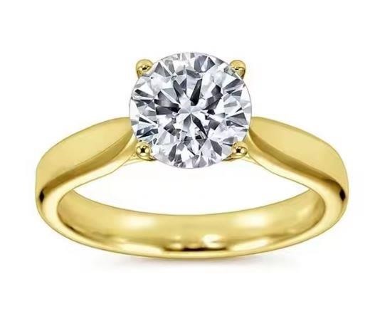 1.0ct GRA Moissanite White 18k Solid Yellow Gold Vermeil Ring -9US