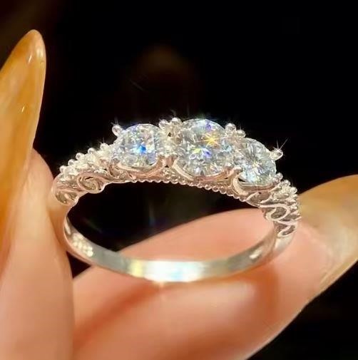 1.2ctw GRA Moissanite White 18k Solid White Gold Vermeil Ring -9US