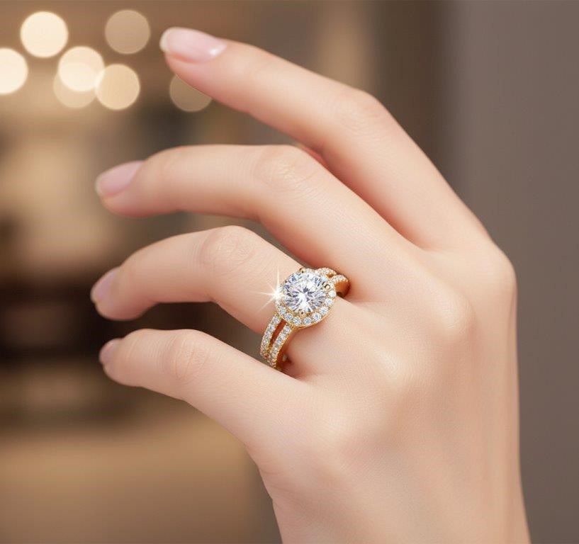 1.0ct GRA Moissanite White 18k Solid Yellow Gold Vermeil Ring -7US