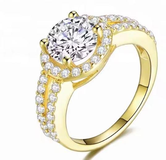 1.0ct GRA Moissanite White 18k Solid Yellow Gold Vermeil Ring -8US