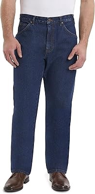 RIVET SUPPLY CO Mens Workwear Rugged Straight Fit, Size 38x32, Rinse Wash.