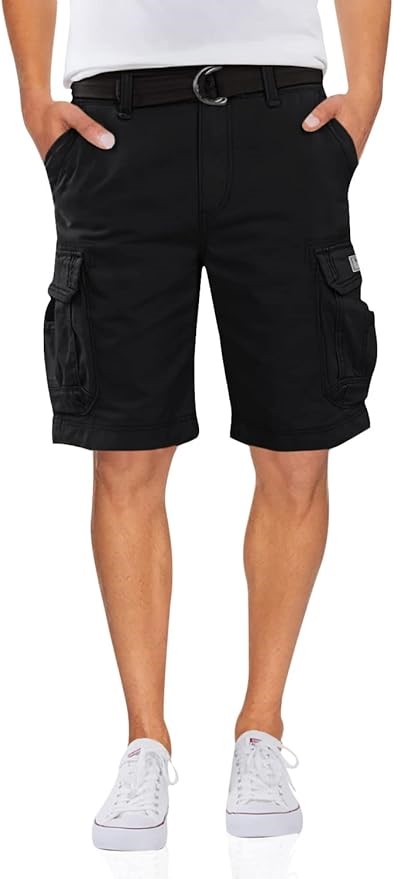 UNIONBAY Mens Survivor Belted Cargo Short, Size 34, Black. Y186F3D.  Buyers