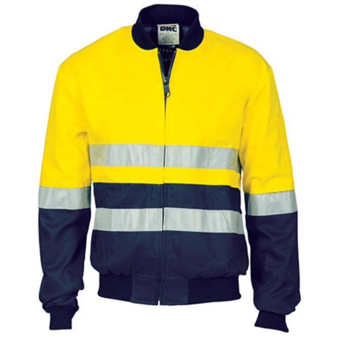 DNC Mens 3758 Hi-Vis Two Tone Taped Bomber Jacket, Size 6XL, Yellow/Navy.