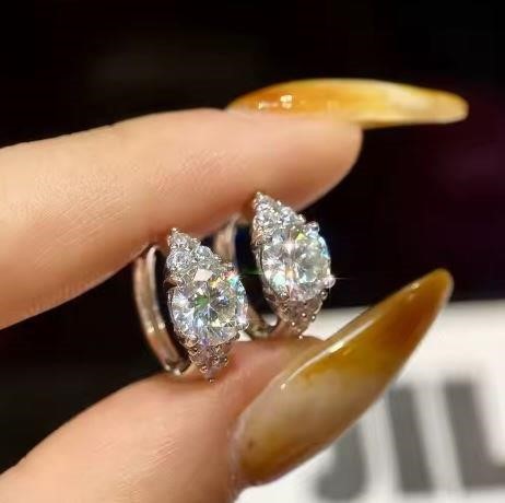 2.0ctw GRA Moissanite White Brilliant Cut 925 Sterling Silver Earring-VVS1