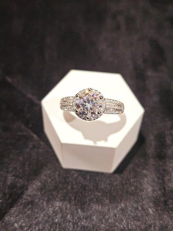 3.0ct GRA Moissanite White Brilliant Cut 925 Sterling Silver Ring-VVS1-9US
