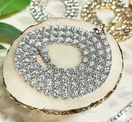 18k White Gold Filled Tennis Chain stamped(18K)-45cm-6mm