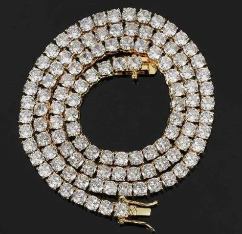 18k yellow Gold Filled Tennis Chain stamped(18K)-55cm-4mm