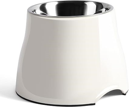 YOKEN Elevated Dog Bowl, Medium (540ML / 2 Cups) - White.