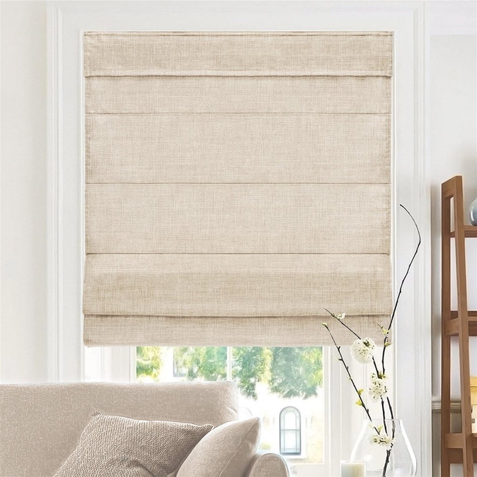 CHICOLOGY Cordless Roman Shades Cross-Hatched Modern Fabric Cascade Window