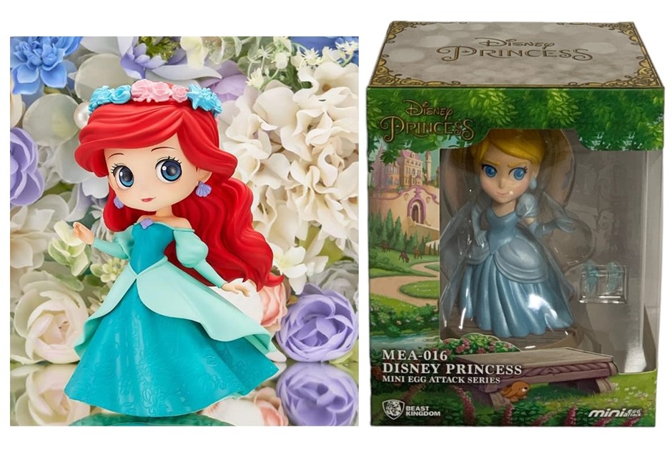 2 x Assorted DISNEY PRINCESS Figures, Comprising: 1 x BANPRESTO Q Posket Di