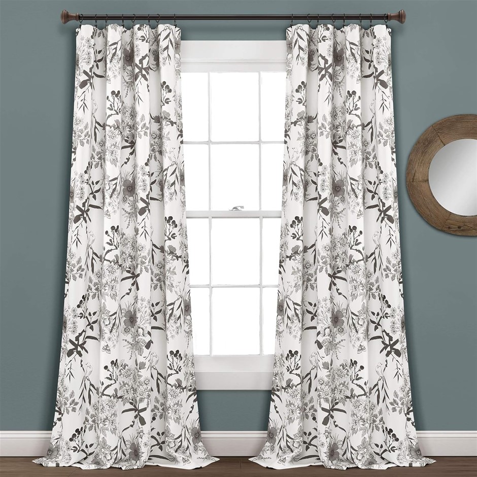 LUSH DECOR Botanical Garden Light Filtering Curtains (2 Panels), 52" x 84",