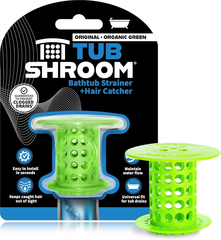 3 x TUBSHROOM Tub Hair Catcher Drain Protector, Fits 1.5"-1.75", Green. NB: