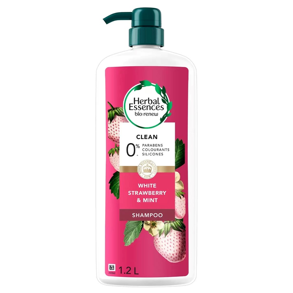 2 x HERBAL ESSENCES Bio Renew White Strawberry & Mint 1.2L Shampoo. NB: Dam