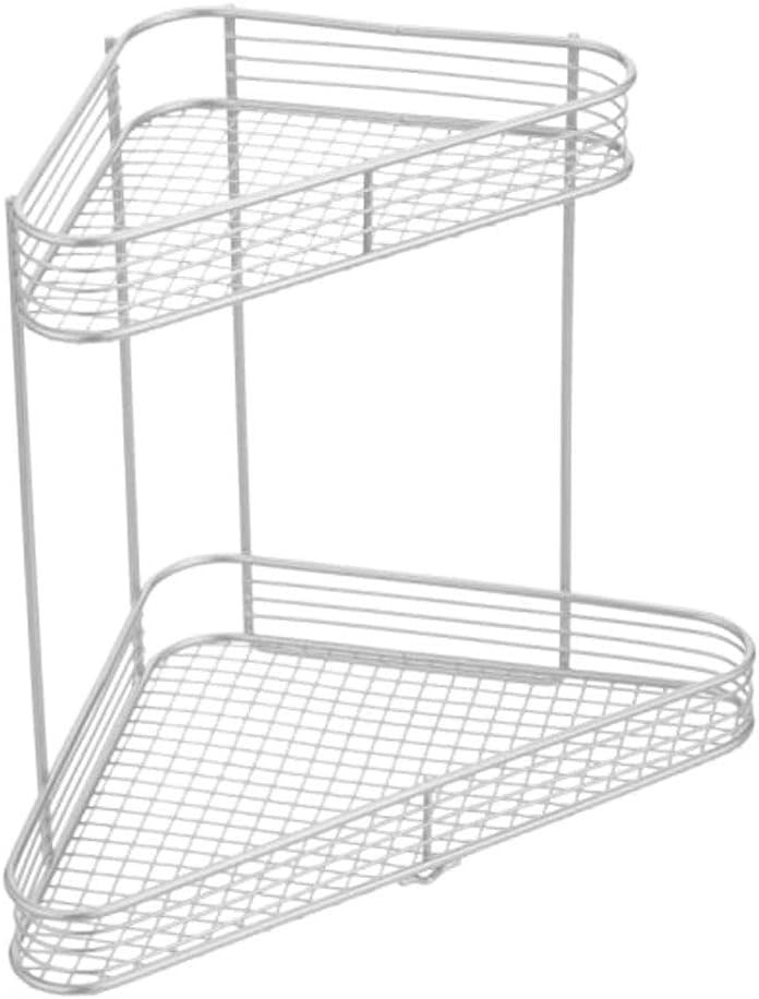 INTERDESIGN Wire Storage Shelves, 2-Tier Cosmetic Shelves, Silver. NB: Dust