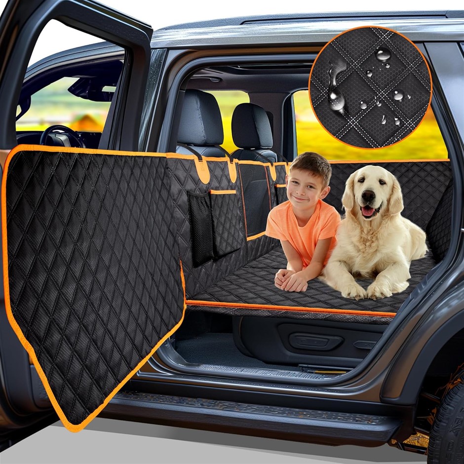 TWESYNC Pet Car Seat Cover for Back Seat with Door Protectors, Waterproof &