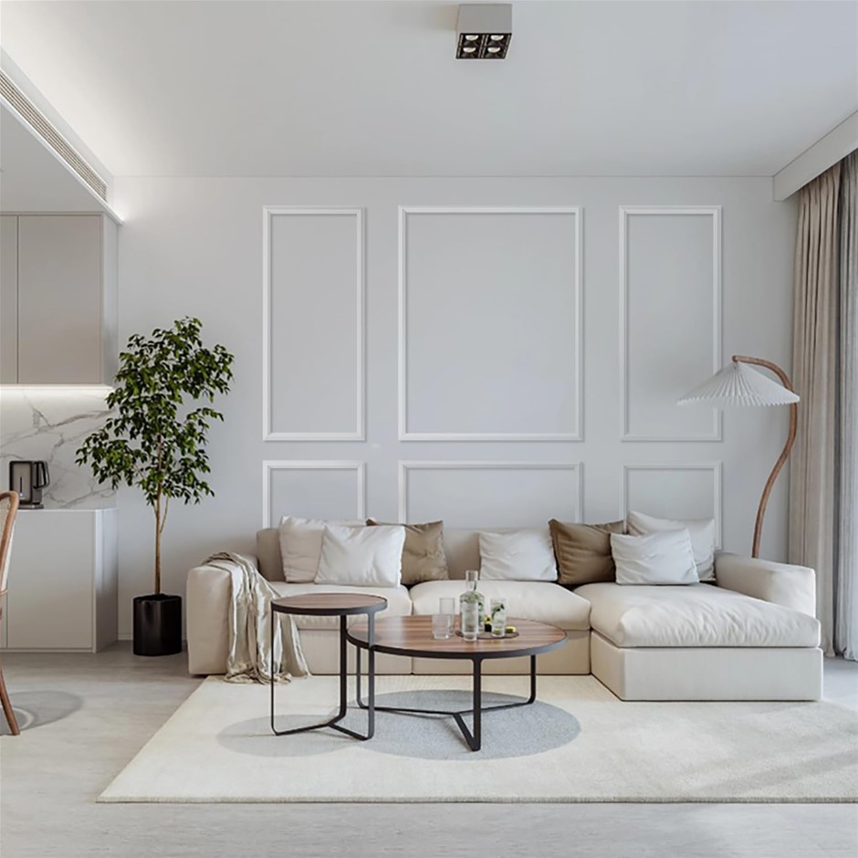 AUSRIL Pre-Cut Wall Molding Kit, 6 Pcs Assemble Wainscoting Panel, Self-Adh