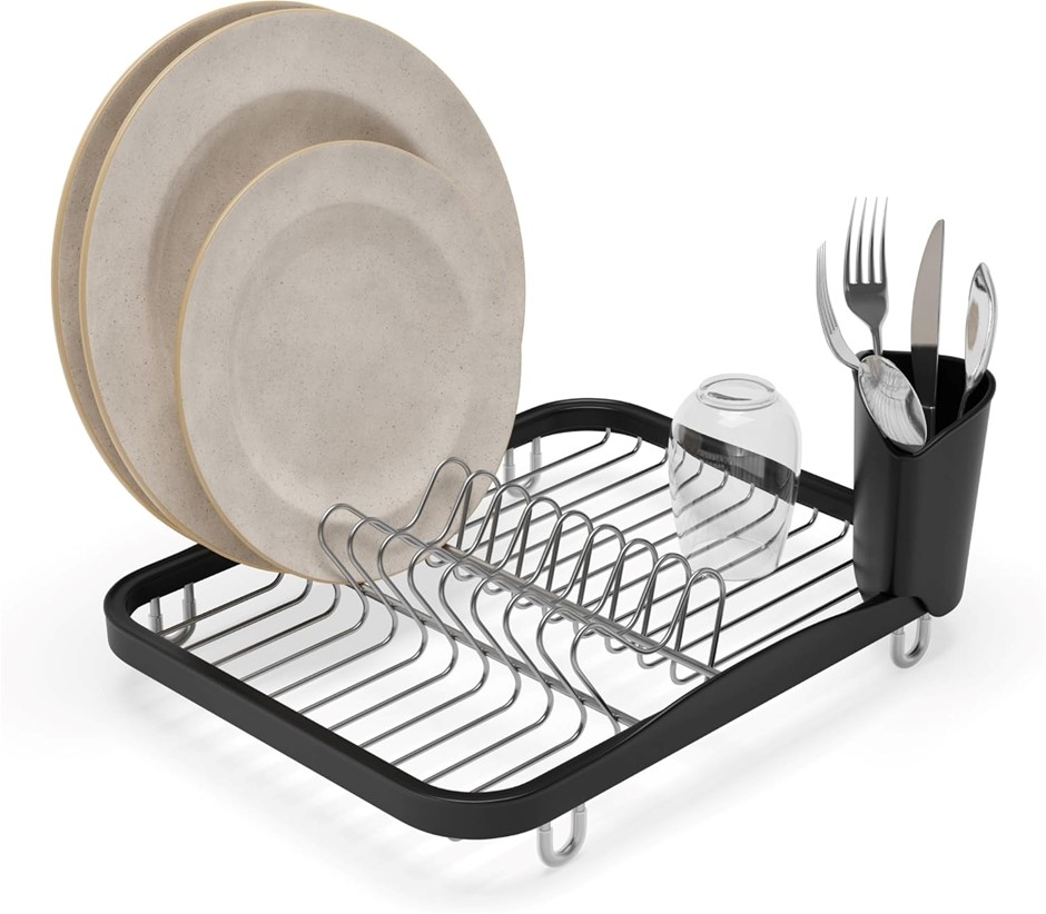 UMBRA 330065-744 Sinkin Drying Rack- Dish Drainer Caddy with Removable Cutl