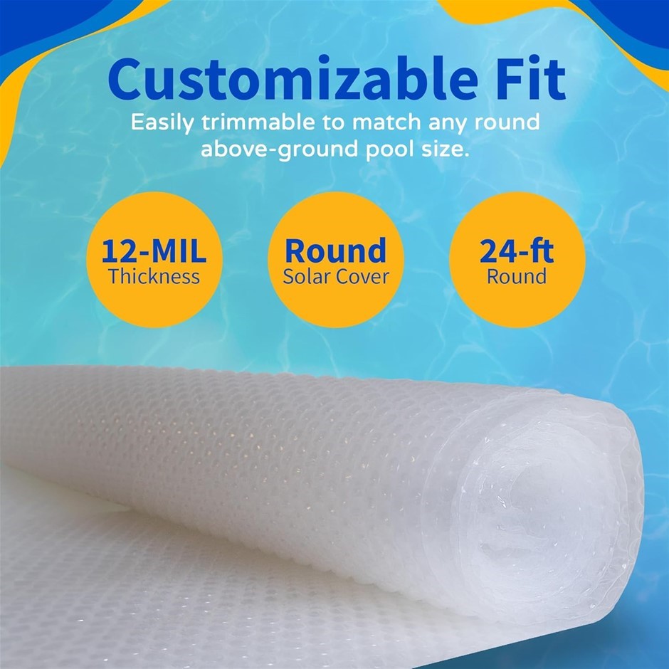 BLUE WAVE 24-Feet Round Solar Blanket for Above Ground Pools 12-mil, Clear