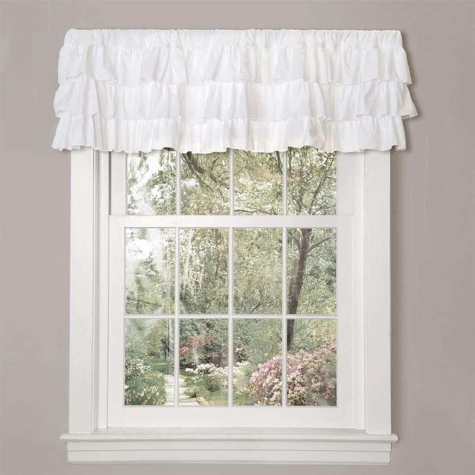 2 x LUSH DECOR Belle Valance (1 Panel), 45.7W x 213.4L cm, White.