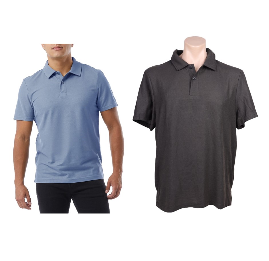2 x 32DEGREES Men's Micro Pique Polos, Size M, Gin & Charcoal, 1672511.