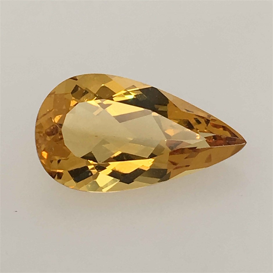8.66ct One Stone Loose Natural Beryl Golden Yellow Pear Cut With AIG Cert.