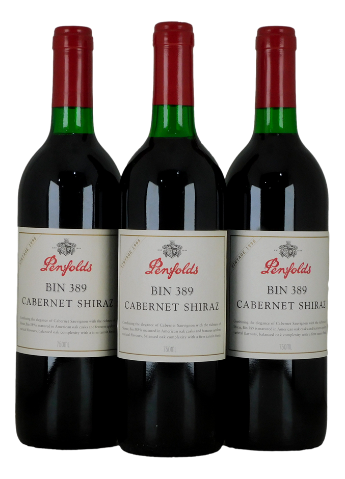 Penfolds Bin 389 Cabernet Shiraz 1998 (3x 750mL) SA.