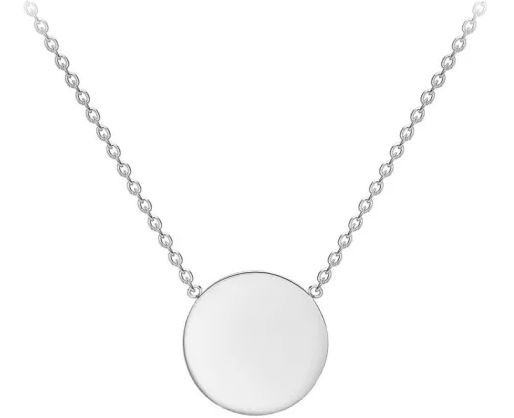 9K WHITE GOLD SOLID 10mm DISC NECKLACE 41+2cm