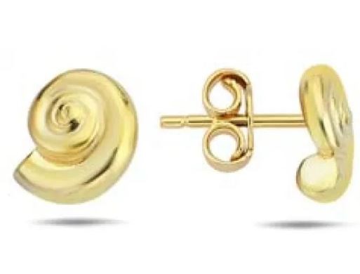 9K Yellow Gold SHELL STUD EARRINGS