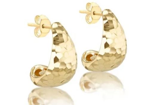 9K Yellow Gold DC J SHAPE STUD EARRINGS