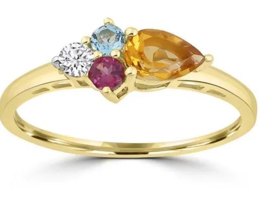 9K Yellow Gold 0.08ct HI SI DIAMOND CITRINE RING