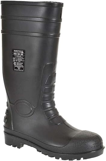 PORTWEST Men's Total Safety Wellington Gumboot, Size EU 39, Black.