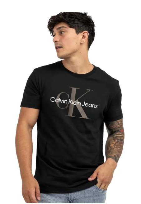 CALVIN KLEIN Men's Tee, Size M, 100% Cotton, Black, 40DC813.
