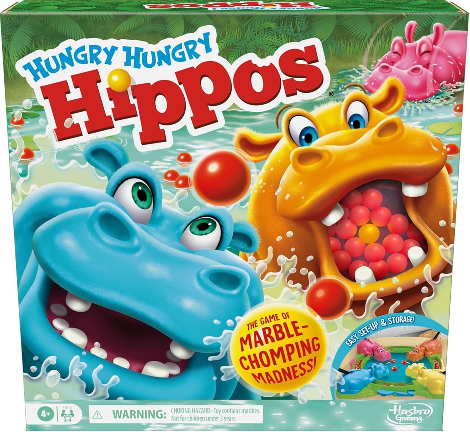 Hungry Hungry Hippos Game for Preschoolers | with Instant Marble Relaunch,
