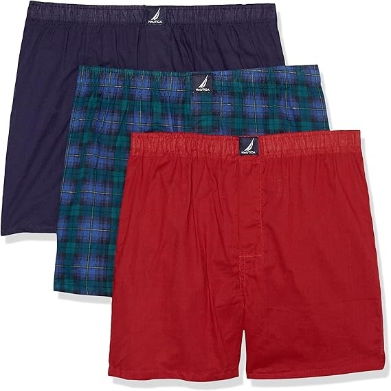 NAUTICA Men's Cotton Woven 3 Pack Boxer, Size S (28-30)