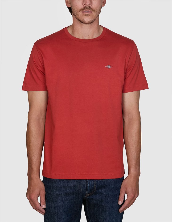 GANT Men's Solid T-Shirt, Bright Red, M