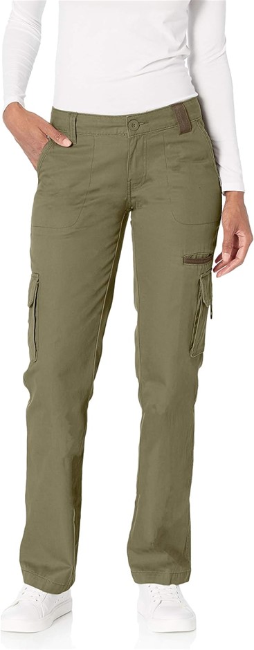 DICKIES Women's Relaxed Cargo Pant, Rinsed Grape Leaf Green, 4