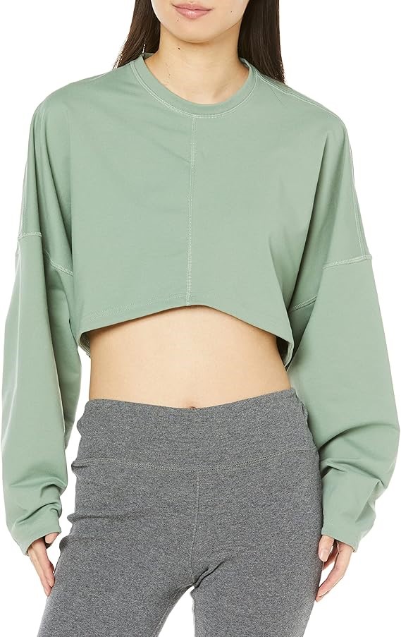 ADIDAS NEN66 Women's Yoga Studio Crop Sweatshirt, Size M