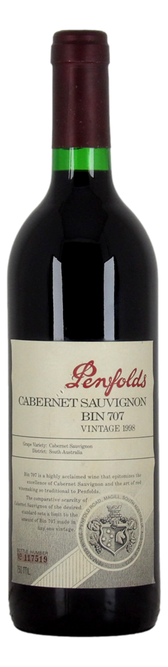 Penfolds Bin 707 Cabernet Sauvignon 1998 (1x 750mL) SA.