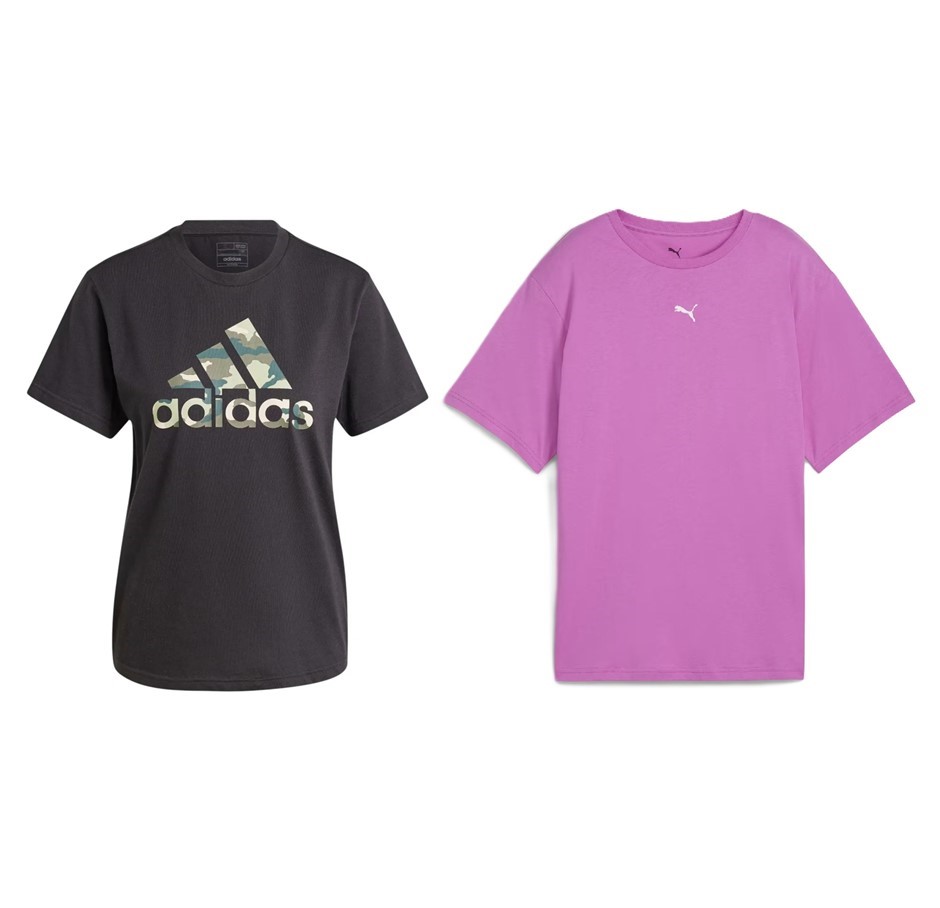2 x Women's Tees, Size L, Incl: ADIDAS & PUMA, Black & Wild Berry, IW5173 &