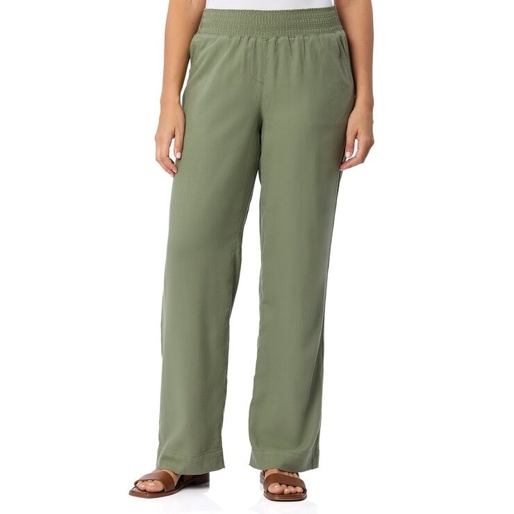 2 x BRIGGS Women's Wide Linen Pant, Size XL, 55% Flax, Olive Green.