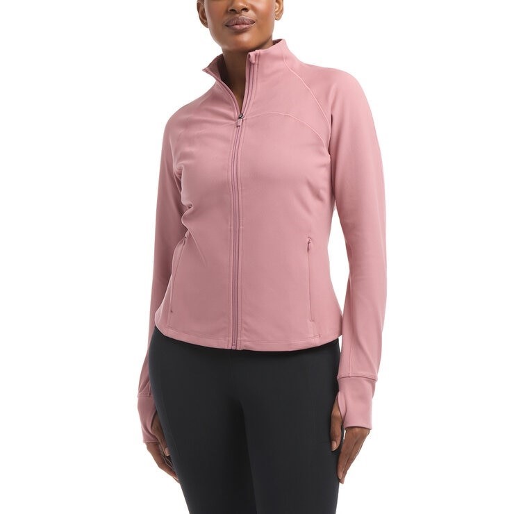 DANSKIN Women's Satin Stitch Yoga Jacket, Size L, Nostalgia Rose. NB: 2x pe