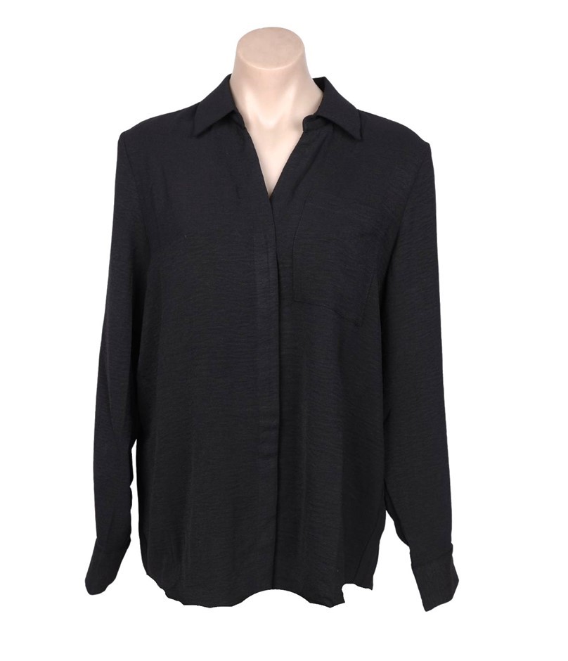 2 x HILARY RADLEY Women's L/S Johnny Collar Cuff Blouse, Size 2XL, Black.
