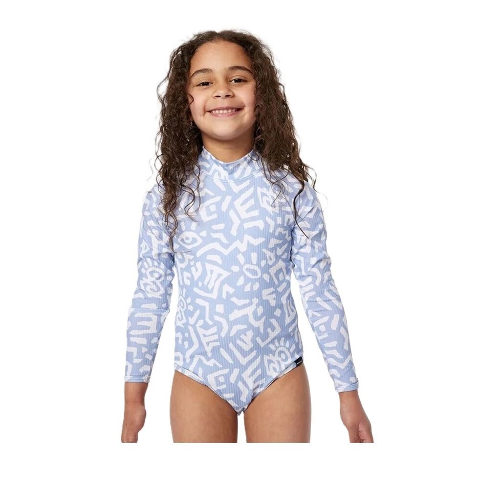 RIP CURL Girl's Search Long Sleeves Surfsuit, Size 5-6, Spray Blue. RRP: $7