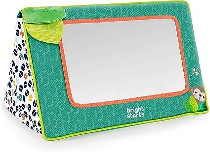 BRIGHT STARTS Sit and See Safari Floor Mirror Tummy Time Activity Toy, Ages
