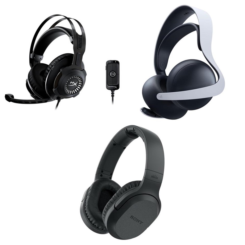 3 x Assorted Headphones. 1 x HYPERX Cloud Revolver Gaming Headset. 1 x SONY
