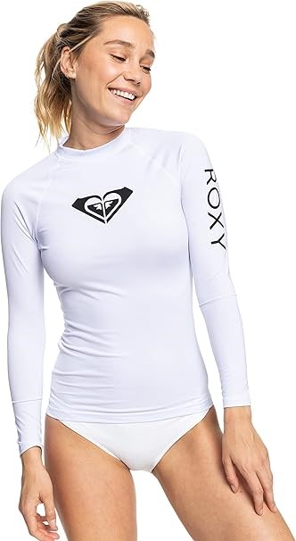 ROXY Women's Whole Hearted LS Rashguard, Size XL, Bright White (WBB0), ERJW