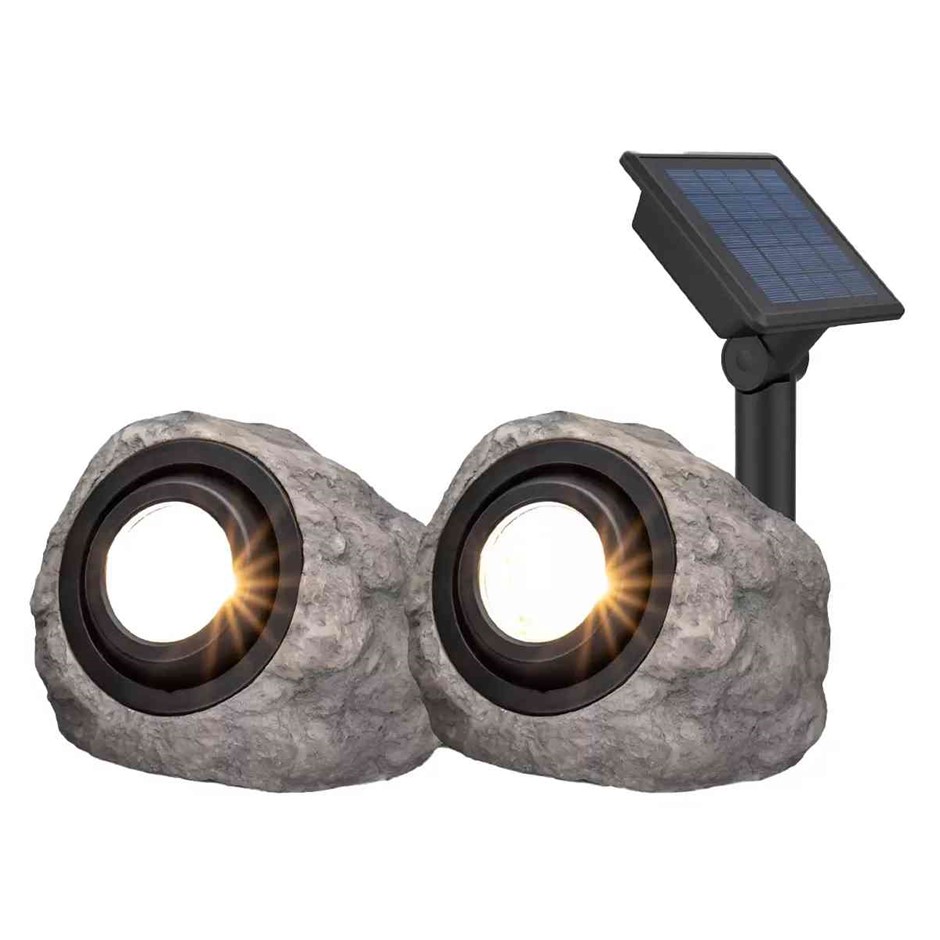 SOLAR LED Outdoor Rock Spotlight 2 Pack