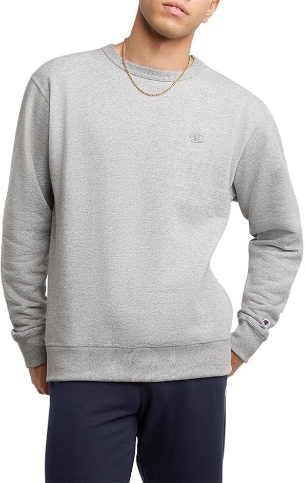 CHAMPION Men's Powerblend Pullover Sweatshirt, Oxford Gray, Medium US